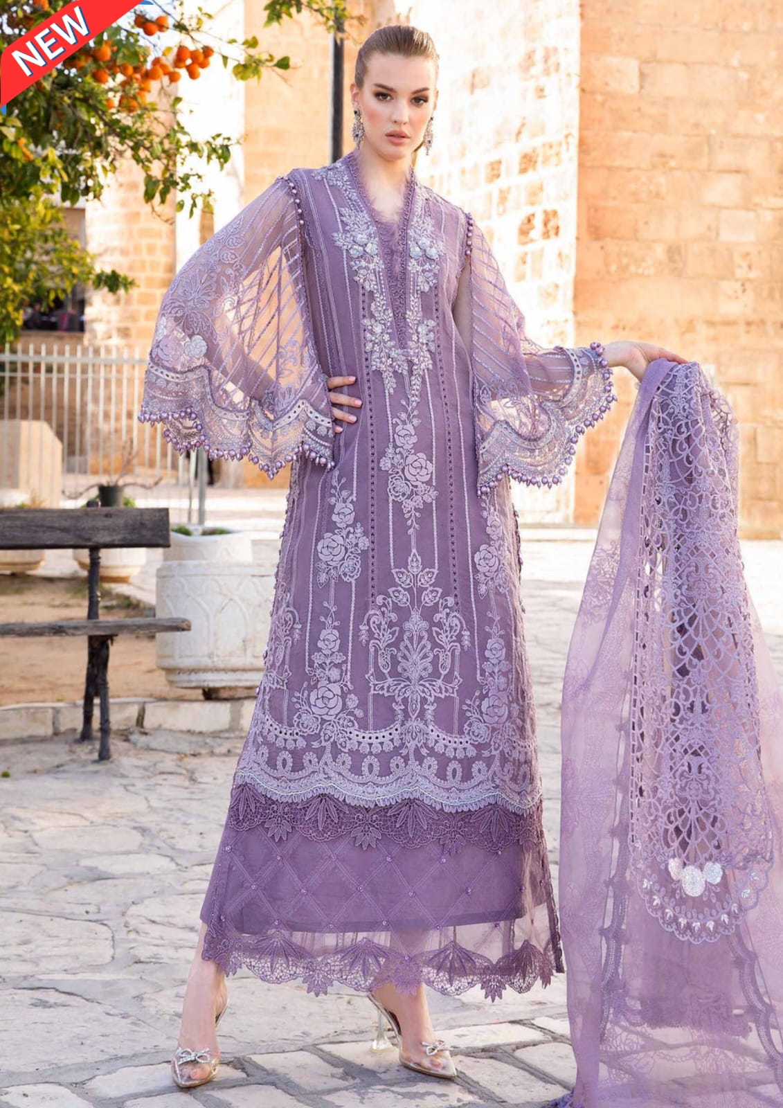 MARIA B LAWN EMBROIDERED 01A- 2024